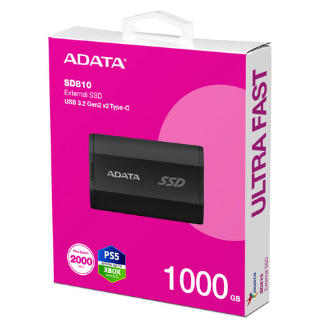 Unidad Ssd Externo Adata Sd810 1,000Gb Usb-C 3.2 2000Mb/S (Sd810-1000G-Cbk)