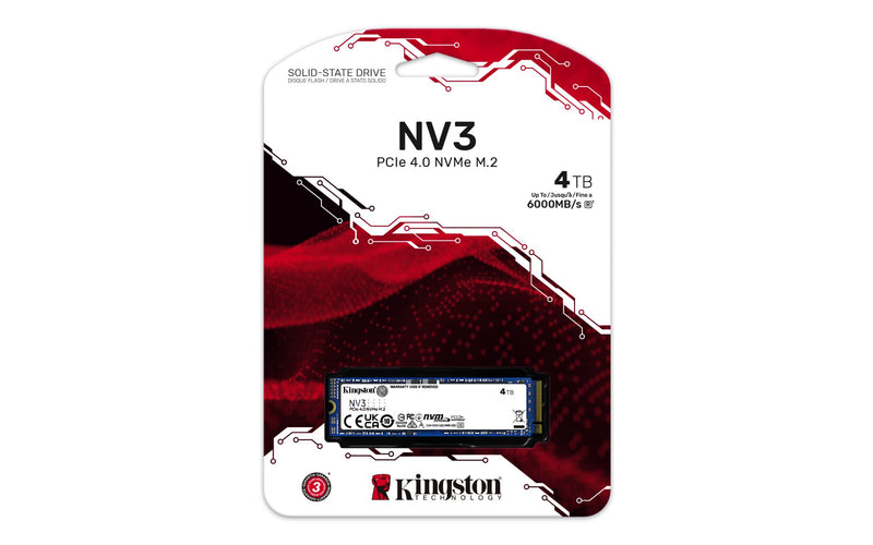 Unidad Ssd Kingston Nv3 4Tb M.2 2280 Nvme 6000Mb/S (Snv3S/4000G)