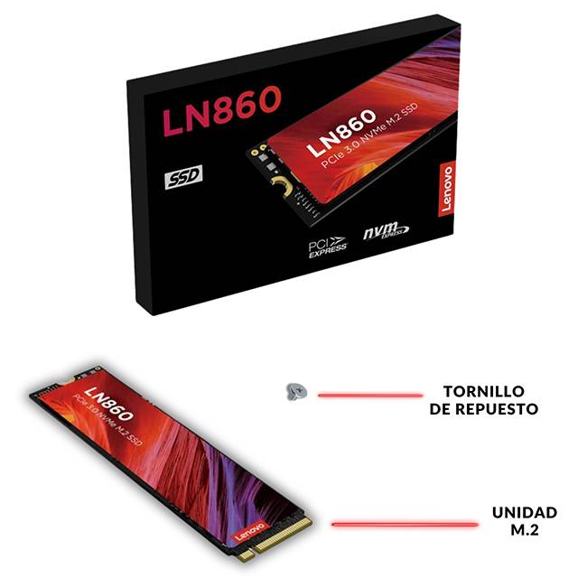 Unidad Ssd Lenovo Ln860 512Gb M.2 Nvme Gen3 3400Mb/S (5SD1N53083)