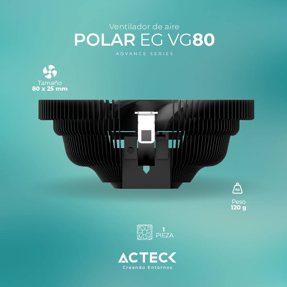 Disipador POLAR CP VC100 ACTECK Advanced Series Velocidad: 2200 Rpm
