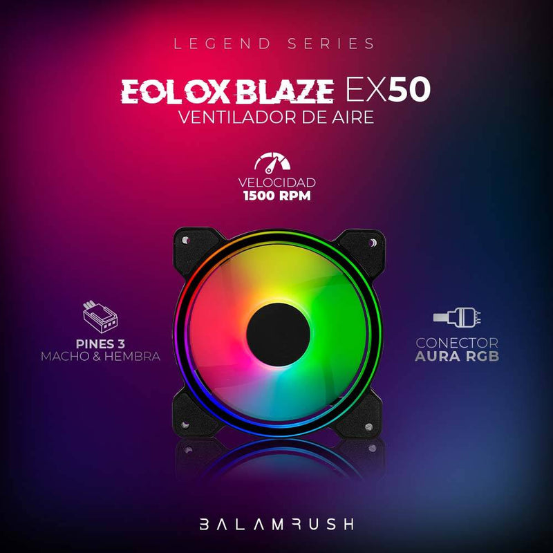 Ventilador de 120mm ARGB Balam Rush Eolox Blaze EX50 Velocidad: 1500 Rpm Flujo de aire: 28.76 CFM