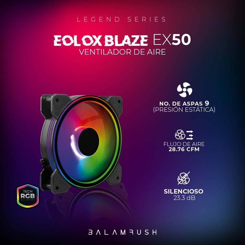 Ventilador de 120mm ARGB Balam Rush Eolox Blaze EX50 Velocidad: 1500 Rpm Flujo de aire: 28.76 CFM