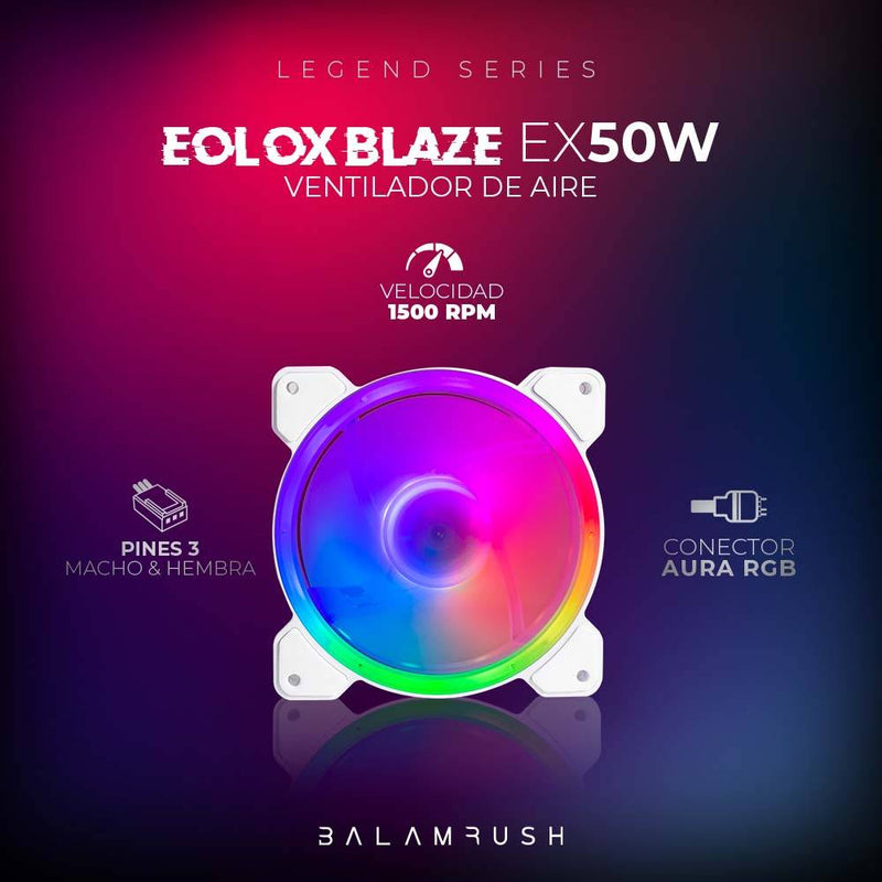 Ventilador de 120mm ARGB Balam Rush Eolox Blaze EX50W Velocidad: 1500 Rpm Flujo de aire: 28.76 CFM