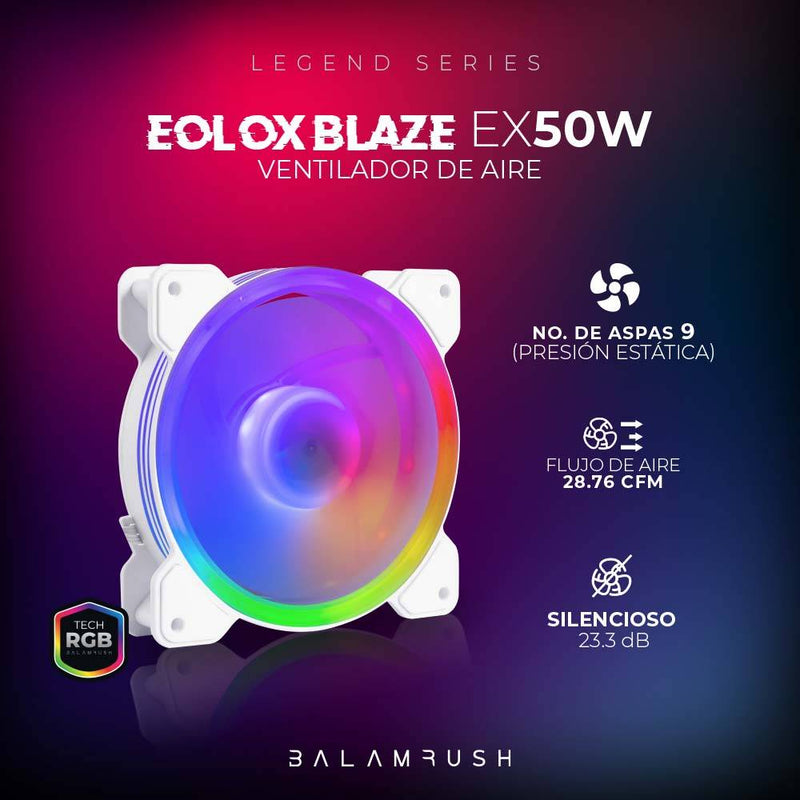 Ventilador de 120mm ARGB Balam Rush Eolox Blaze EX50W Velocidad: 1500 Rpm Flujo de aire: 28.76 CFM