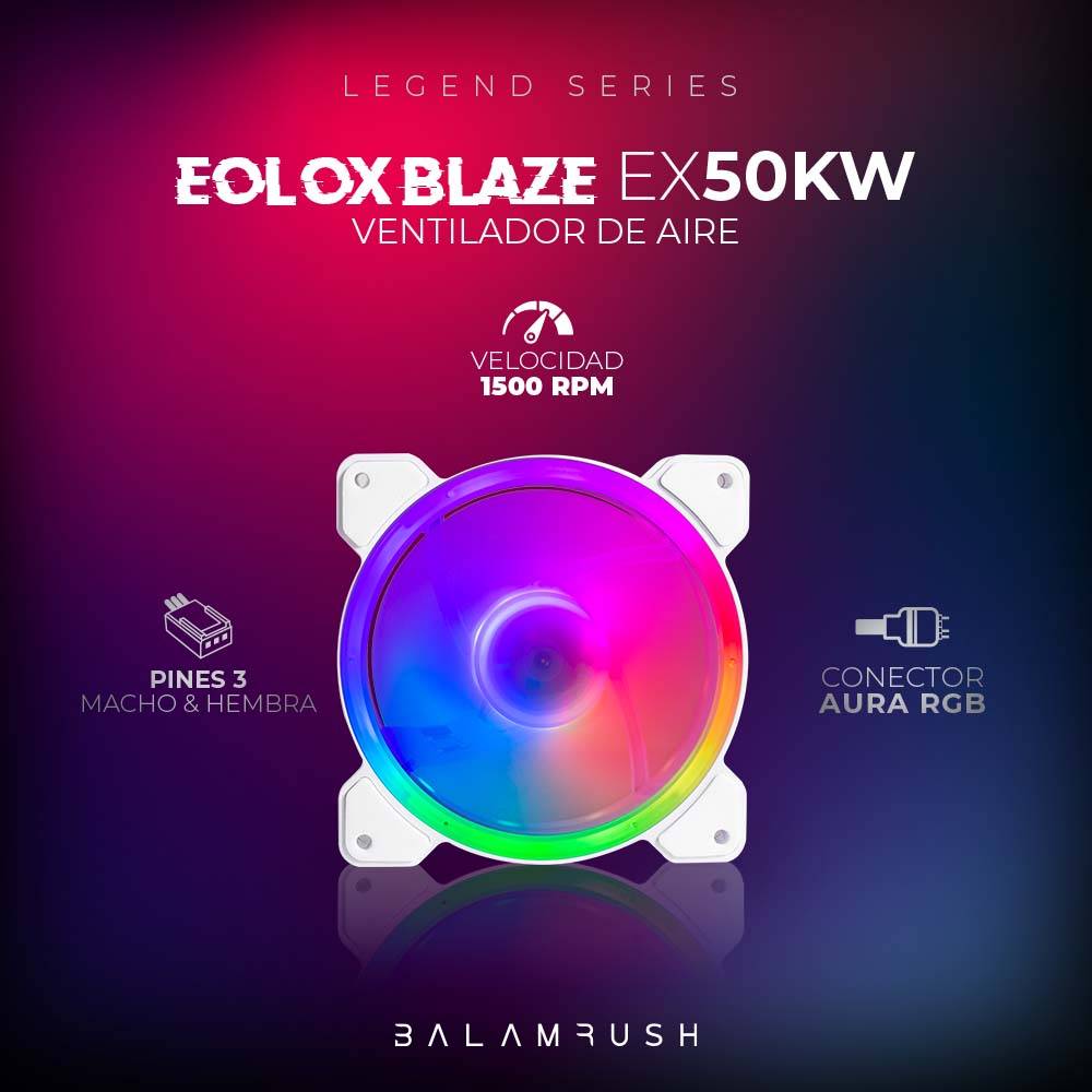 Kit 3 Ventiladores de 120mm ARGB Balam Rush Eolox Blaze EX50KW Velocidad: 1500 Rpm Flujo de aire: 28.76