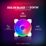Kit 3 Ventiladores de 120mm ARGB Balam Rush Eolox Blaze EX50KW Velocidad: 1500 Rpm Flujo de aire: 28.76