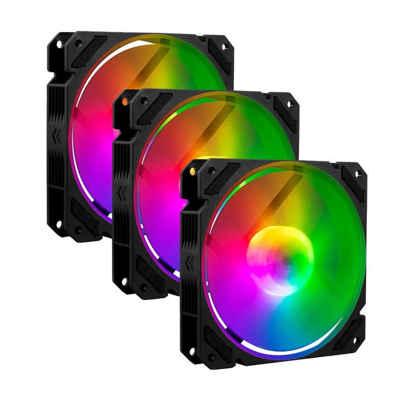 Kit 3 Ventiladores de 120mm ARGB  Balam Rush Eolox Blaze EX70K: Velocidad: 1200 Rpm Flujo de aire: 30.71 CFM