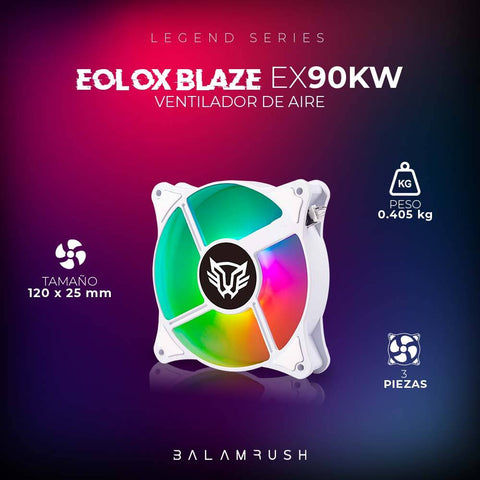 Kit 3 Ventiladores de 120mm ARGB  Balam Rush Eolox Blaze EX90KW: Velocidad: 1500 Rpm - Flujo de aire: 35.37