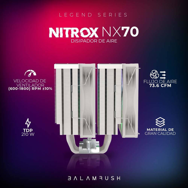 Disipador Balam Rush NITROX NX70 Velocidad: 600-1800 Rpm - Flujo de aire: 73.6 CFM