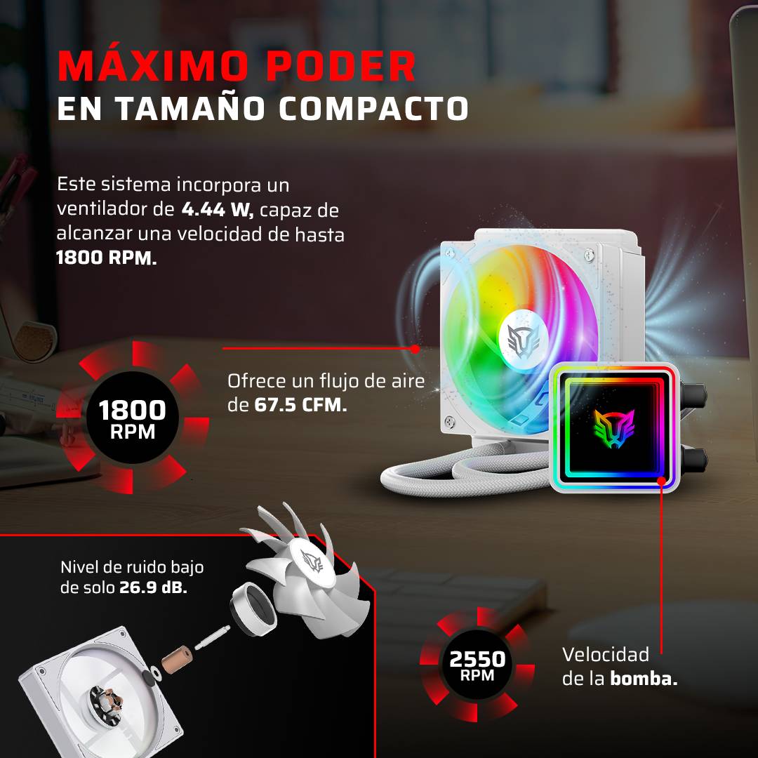 Enfriamiento Líquido Balam Rush Cryo Prism 120 Ice - Disipación Eficiente con Iluminación - Mantiene tu Procesador Fresco