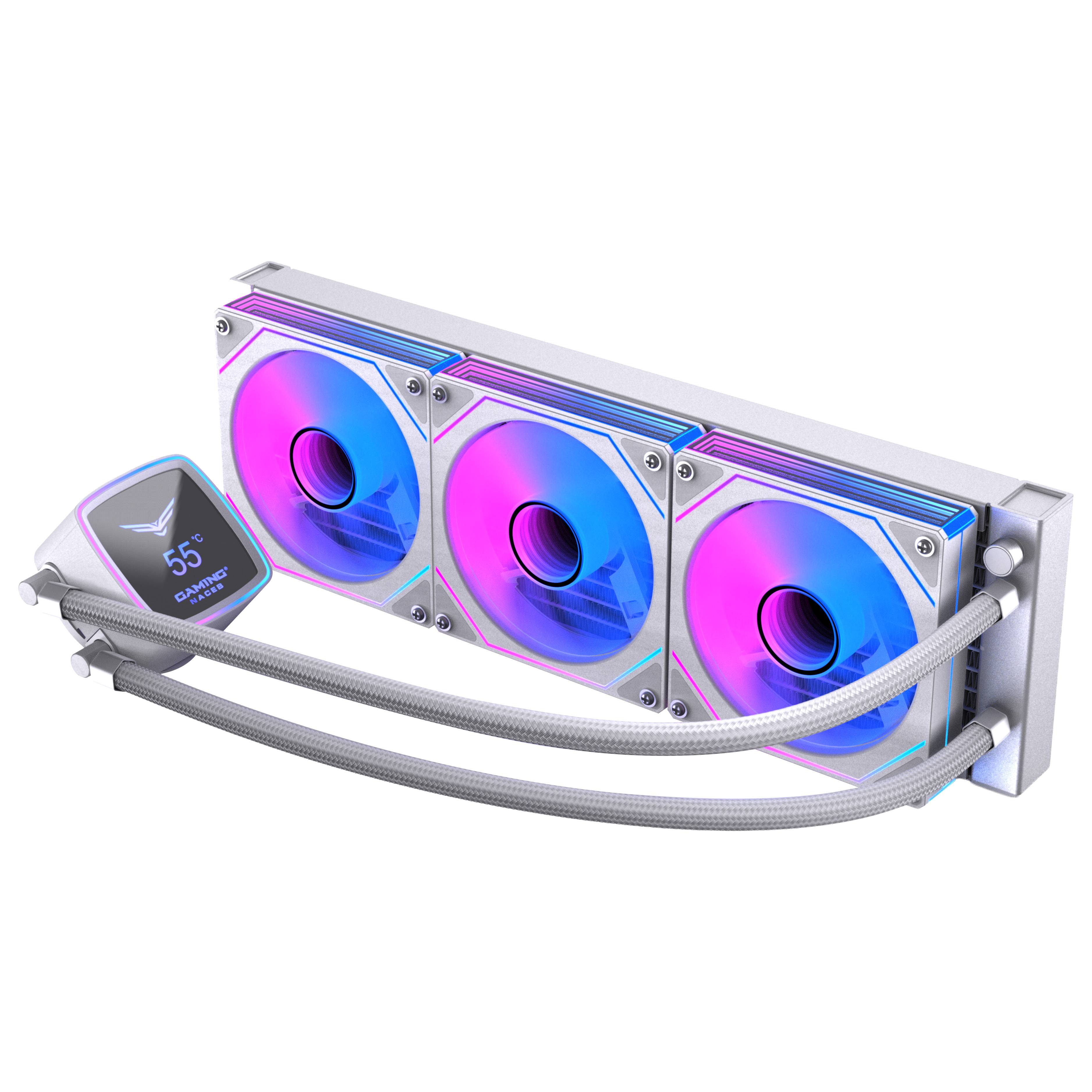 Enfriamiento Líquido Naceb Boreal 360mm Blanco NA-0656B | Pantalla Digital ARGB | Estilo Setup Blanco y Mantenimiento Frío