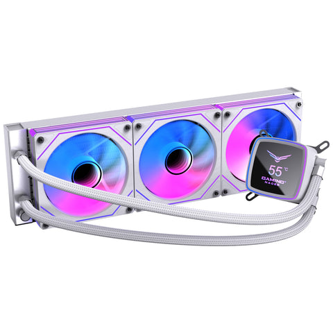 Enfriamiento Líquido Naceb Boreal 360mm Blanco NA-0656B | Pantalla Digital ARGB | Estilo Setup Blanco y Mantenimiento Frío