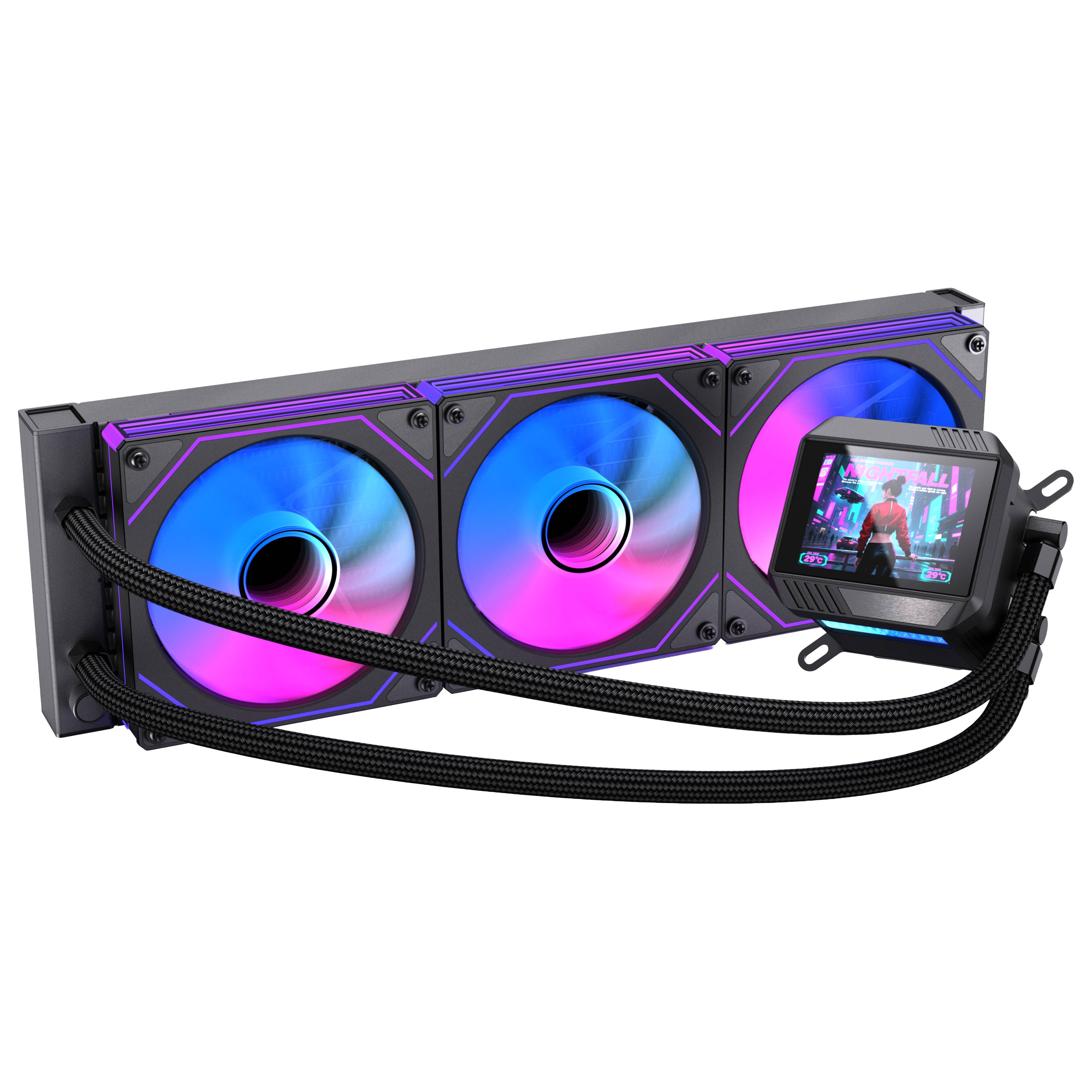 Enfriamiento Líquido Naceb Boreal 360mm Negro NA-0657N | Pantalla LCD 2.8" ARGB | Personalización Visual y Máximo Enfriamiento