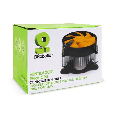 Ventilador CPU - Procesador LGA 1150/1151/1155/1156/1200, 115X   Intel Core i3/i5, i7, 4 Pines, 963005 BROBOTIX