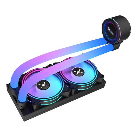Enfriamiento Líquido Xzeal XZ413 Negro - 240mm con Mangueras ARGB y PWM - Estilo Luminoso y Gran Disipación - Nuevo
