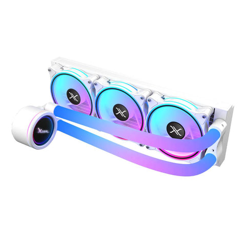 Enfriamiento Líquido Xzeal XZ414 Blanco - 360mm con Mangueras ARGB y 3 Fanes - Enfriamiento Masivo y Deslumbrante - Nuevo