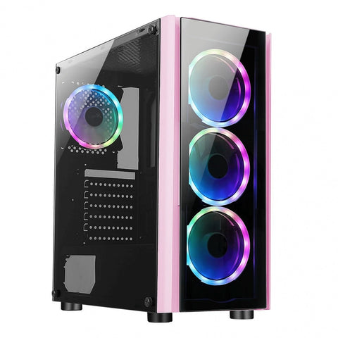 Gabinete Xzeal Gamer Xz110-1 Atx Rgb Rosa (Xzcgb12P)
