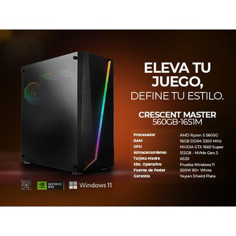 Computadora Gamer Yeyian R5 5600G 16Gb Ddr4 Gtx 1660 Ypa-Cm560Gb-16S1M
