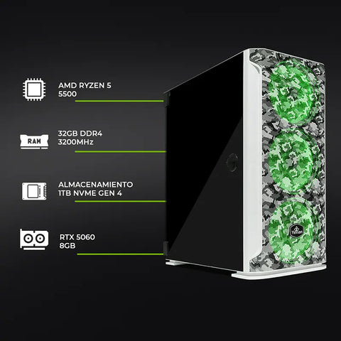 Computadora Gamer Yeyian Hollow Ryzen 5 RTX 5060 Gaming Alto Rendimiento