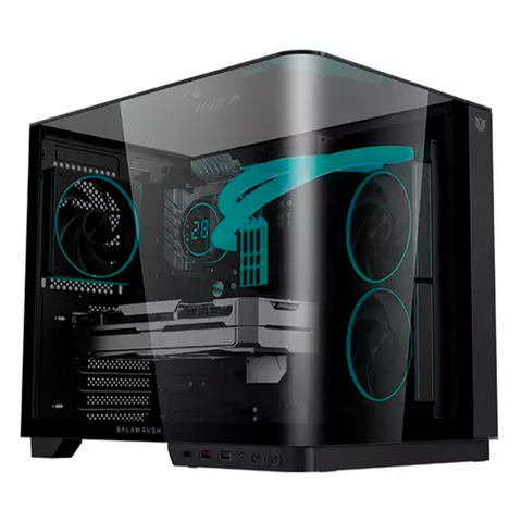 Gabinete Gamer Balam Rush Tank Expert Curve 6800 Atx Media Torre 3 Fan Panel Curvo Cristal Templado Usb-c Argb Negro Br-941570