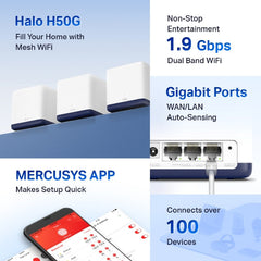 Ac1900 Whole Home Mesh Wi-Fi System, Halo H50g (3-Pack)