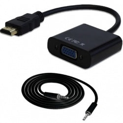Adaptador Brobotix Conversor De Video Hdmi Macho A Vga Hembra, Con Audio, Negro