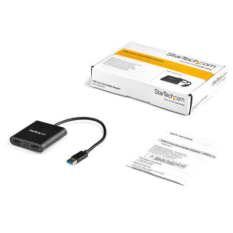 Adaptador De Video Externo - Tarjeta De Video Externa Usb 3.0 A 2 Puertos Hdmi 4k A 30hz Para 2 Pantallas - Compatible Con Windows - Modelo Usb32hd2
