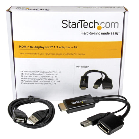 Adaptador De Video Hdmi A Displayport - Convertidor 4k Alimentado Por Usb- Modelo Hd2dp