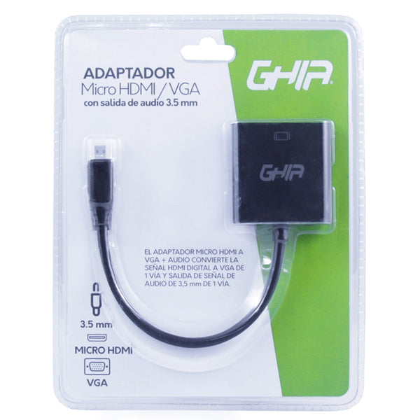 Adaptador Ghia Conversor De Video Micro Hdmi Macho A Vga Hembra