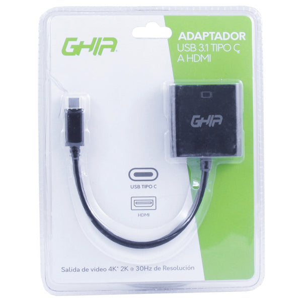 Adaptador Ghia Usb 3.1 Tipo C Macho A Hdmi Hembra,  Salida De Video 4k