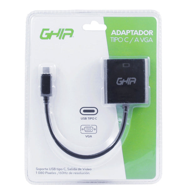 Adaptador Ghia Usb 3.1 Tipo C Macho A Vga Hembra,  1080 Pixeles