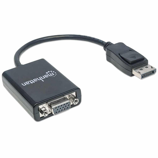 Convertidor de Diplayport a VGA; DisplayPort Macho a VGA HD15 Hembra,15 cm activo color Negro. (151962)