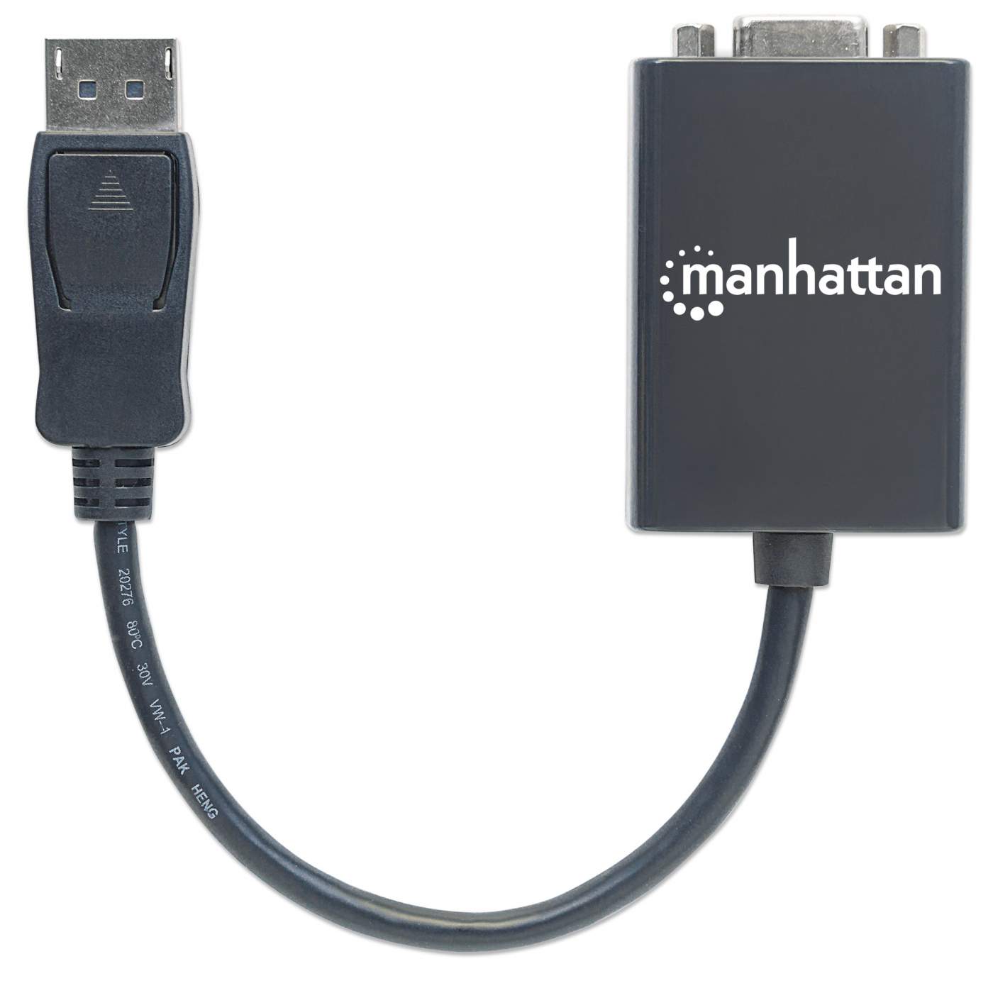Convertidor de Diplayport a VGA; DisplayPort Macho a VGA HD15 Hembra,15 cm activo color Negro. (151962)