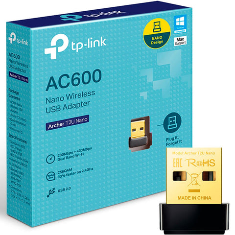 Adaptador Inal Tp-Link, Usb2.0, Ac600, Dual, Archer T2u Nano