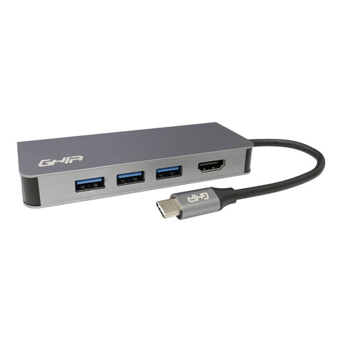Adaptador Multipuerto 8 En 1 Ghia Usb 3.1 De Tipo C A Hdmi, Rj45, Usb 3.1 3, Micro Sd,  Memoria Sd, C Pd