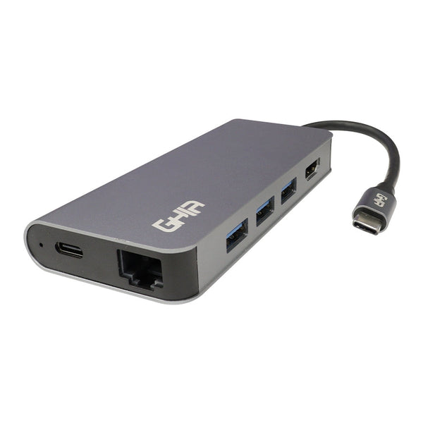 Adaptador Multipuerto 8 En 1 Ghia Usb 3.1 De Tipo C A Hdmi, Rj45, Usb 3.1 3, Micro Sd,  Memoria Sd, C Pd