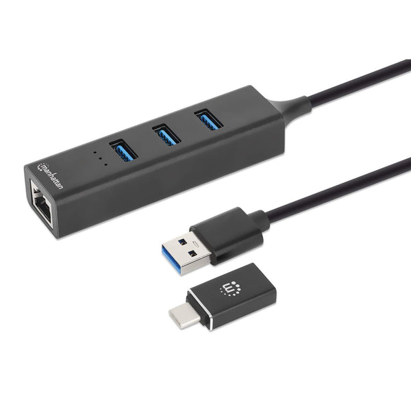 Adaptador Red Gb Usb A/C , Hub 3 Ptos V3.0 Manhattan 180894