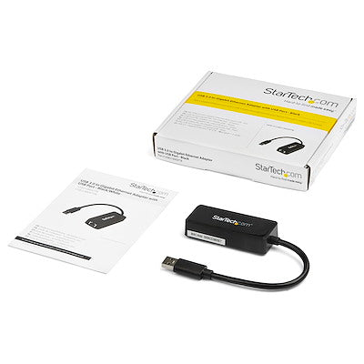 Adaptador Tarjeta De Red Nic Externa Usb 3.0 1 Puerto Gigabit Ethernet Rj45 Y 1 Puerto Usb Super Speed - Cable - Negro - Startech.Com Modelo Usb31000sptb