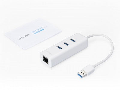 Adaptadorusb 2 En 1 Con Hub De 3 Ptos Usb 3.0 Y Ad Ethernet Giga, Ue330