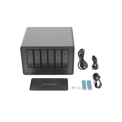 NAS UGREEN NASync DXP6800 Pro | Intel Core i5-1215U 10 Núcleos | 6 Bahías SATA + 2 M.2 NVMe | 2 Puertos Thunderbolt 4 | 2 Puertos 10GbE | 8K HDMI | PCIe 4.0 x4 | DDR5 Hasta 64GB | Compatibilidad Multiplataforma