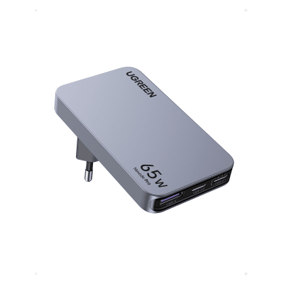 Cargador Rápido GaN 65W UGREEN | 2 Puertos USB-C + 1 Puerto USB-A | Tecnología GaN | Carga Rápida PPS PD 3.0 QC 4.0 | Compatibilidad Universal 100-240V | Diseño Compacto
