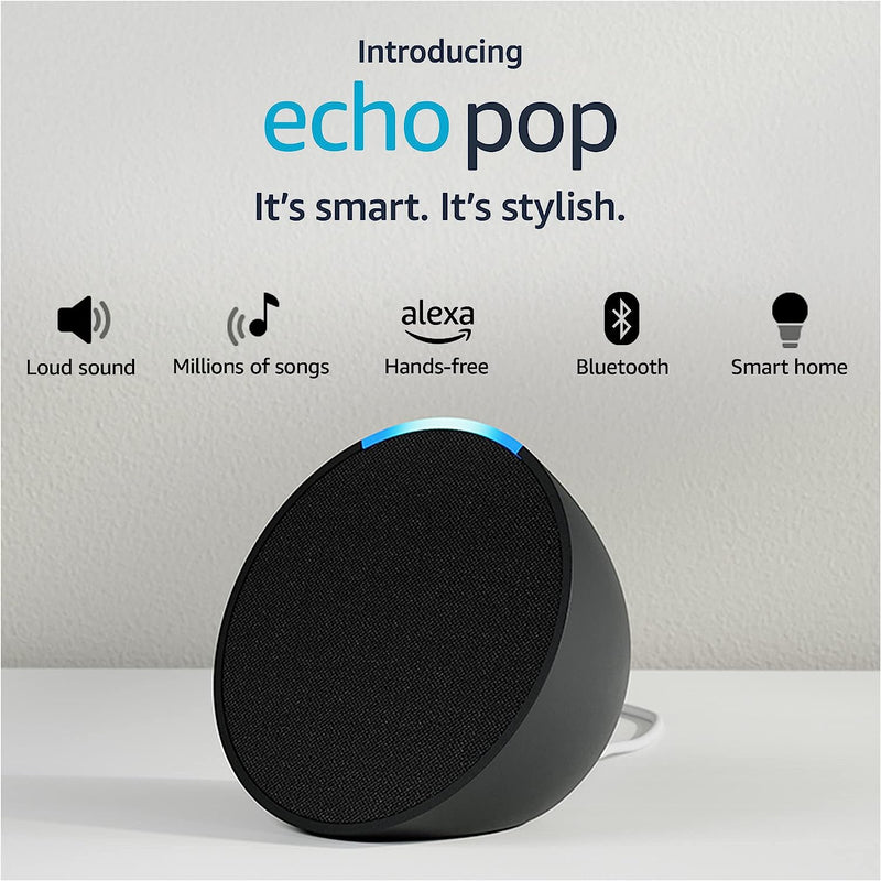Amazon Echo Pop Smart Speaker With Alexa Charcoal