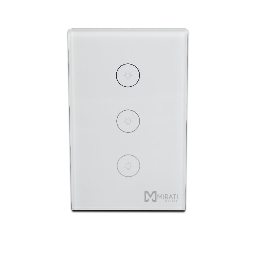 Apagador De Pared Inteligente M3si1 Mirati Home - Smart Home - Wi-Fi - 3 Apagadores Touch - 5a