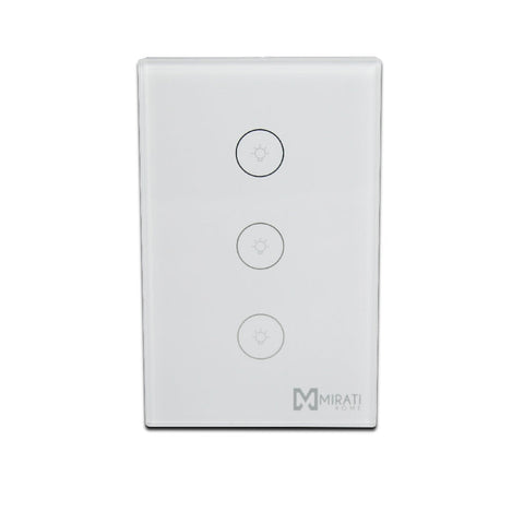Apagador De Pared Inteligente M3si1 Mirati Home - Smart Home - Wi-Fi - 3 Apagadores Touch - 5a