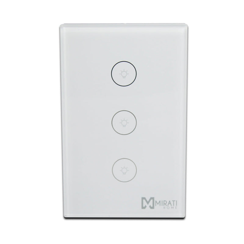 Apagador De Pared Inteligente M3si1 Mirati Home - Smart Home - Wi-Fi - 3 Apagadores Touch - 5a