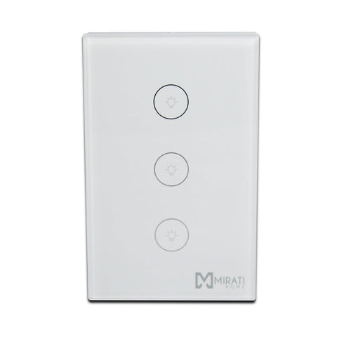 Apagador De Pared Inteligente M3si1 Mirati Home - Smart Home - Wi-Fi - 3 Apagadores Touch - 5a