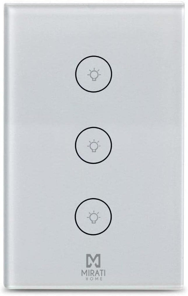 Apagador De Pared Inteligente M3si1 Mirati Home - Smart Home - Wi-Fi - 3 Apagadores Touch - 5a