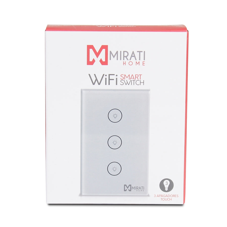 Apagador De Pared Inteligente M3si1 Mirati Home - Smart Home - Wi-Fi - 3 Apagadores Touch - 5a
