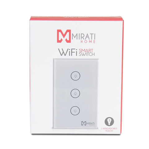 Apagador De Pared Inteligente M3si1 Mirati Home - Smart Home - Wi-Fi - 3 Apagadores Touch - 5a