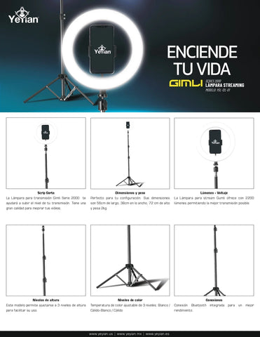 Aro De Luz Led Yeyian Para Streaming Ysl-12l-01 Gimli S2000, 30.5cm, Usb